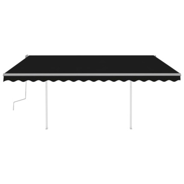 Copertină retractabilă manual, cu stâlpi, antracit, 4x3 m - Img 3