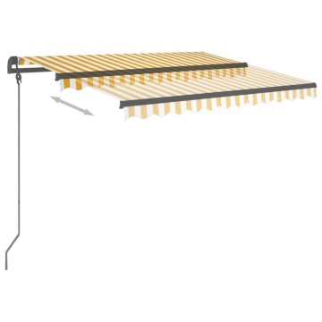 Copertină retractabilă manual cu stâlpi galben&alb 3,5x2,5 m - Img 4