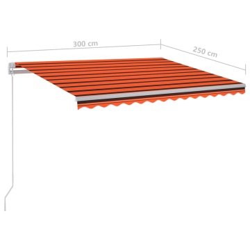 Copertină retractabilă manual LED, portocaliu & maro 300x250 cm - Img 6