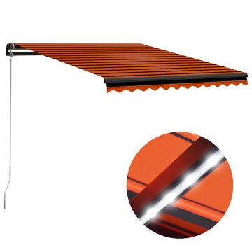 Copertină retractabilă manual LED portocaliu și maro 300x250 cm - Img 1