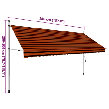 Copertină retractabilă manual, portocaliu și maro, 350 cm - Img 9