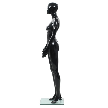 Corp manechin feminin, suport din sticlă, negru lucios, 175 cm - Img 3
