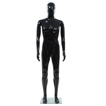 Corp manechin masculin, suport din sticlă, negru lucios, 185 cm - Img 2
