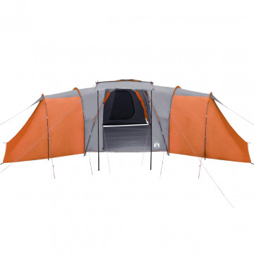 Cort camping 12 pers. gri/portocaliu 840x720x200 cm tafta 185T - Img 6