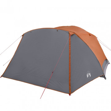 Cort camping 4 persoane gri/portocaliu 350x280x155cm tafta 190T - Img 7