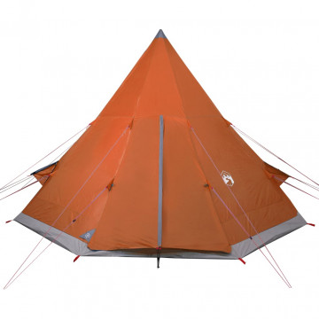 Cort camping 4 persoane gri/portocaliu 367x367x259cm tafta 185T - Img 5