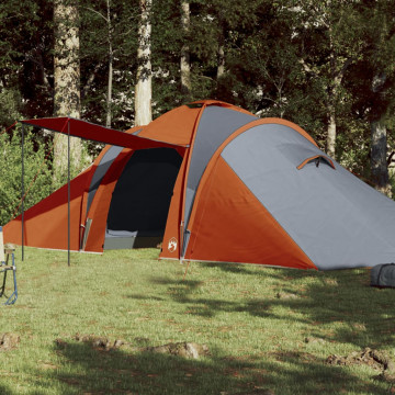 Cort camping 6 persoane gri/portocaliu 576x238x193cm tafta 185T - Img 1