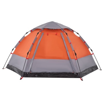 Cort camping cabană 4 persoane gri/portocaliu setare rapidă - Img 7
