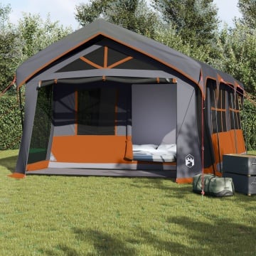 Cort Camping cu Feronerie Gri și Portocalie pentru 10 Persoane, Impermeabil - Img 1
