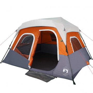 Cort camping cu LED pentru 6 persoane, gri deschis/portocaliu - Img 4