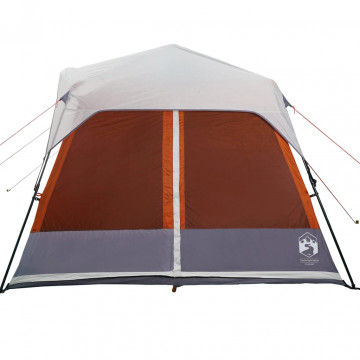 Cort camping cu LED pentru 9 persoane, gri deschis/portocaliu - Img 7