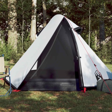 Cort camping cupolă 2 persoane alb, țesătură opacă, impermeabil - Img 1