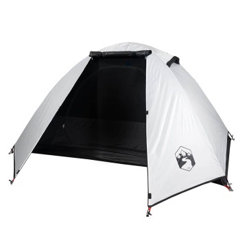 Cort camping cupolă 2 persoane alb, țesătură opacă, impermeabil - Img 4