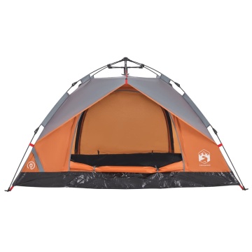 Cort camping cupolă 3 persoane, gri/portocaliu, setare rapidă - Img 5