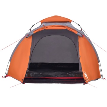 Cort camping cupolă 3 persoane, gri/portocaliu, setare rapidă - Img 7