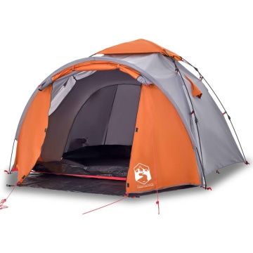 Cort camping cupolă 3 persoane, gri/portocaliu, setare rapidă - Img 2