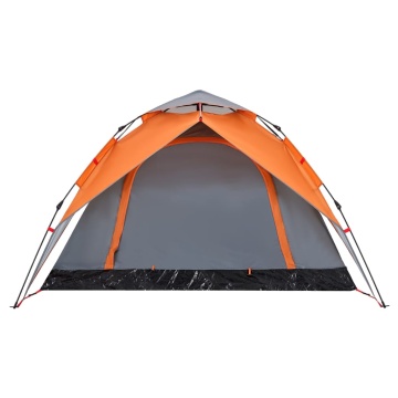 Cort camping cupolă 4 persoane, gri/portocaliu, setare rapidă - Img 7
