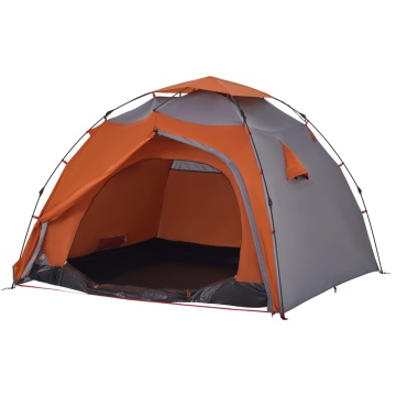 Cort camping cupolă 4 persoane, gri/portocaliu, setare rapidă - Img 4