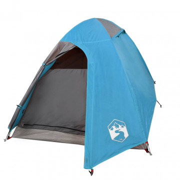Cort de camping 2 persoane albastru, 254x135x112 cm, tafta 185T - Img 4