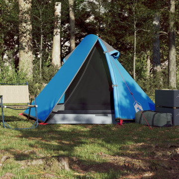 Cort de camping 2 persoane albastru, 267x154x117 cm, tafta 185T - Img 3