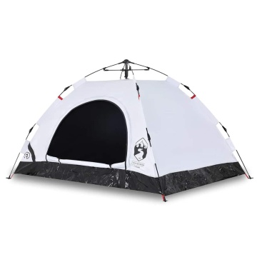 Cort de camping 3 persoane, alb opac, setare rapidă, țesătură - Img 2