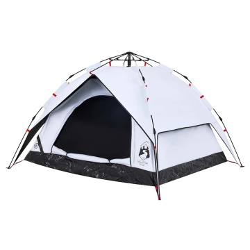 Cort de camping 3 persoane, alb opac, setare rapidă, țesătură - Img 8