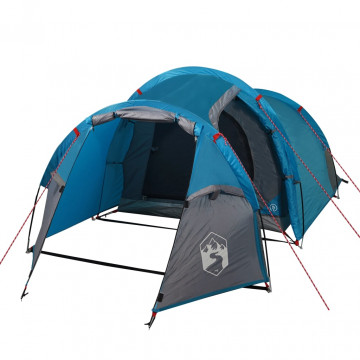 Cort de camping 3 persoane albastru, 370x185x116 cm, tafta 185T - Img 4