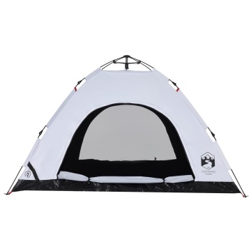 Cort de camping 4 persoane, alb opac, setare rapidă, țesătură - Img 7