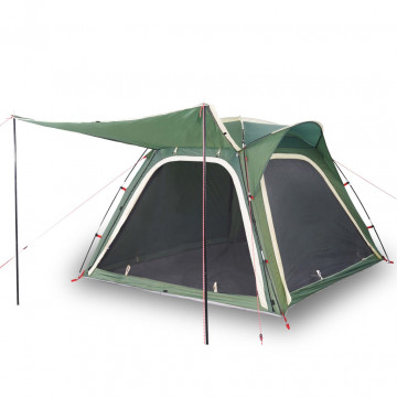 Cort de camping 4 persoane, verde, 240x221x160 cm, tafta 185T - Img 2