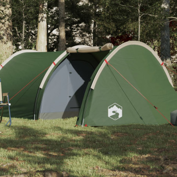 Cort de camping 4 persoane, verde, 405x170x106 cm, tafta 185T - Img 1