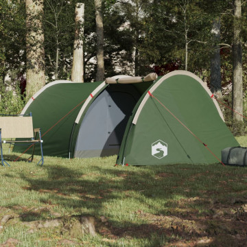 Cort de camping 4 persoane, verde, 405x170x106 cm, tafta 185T - Img 3