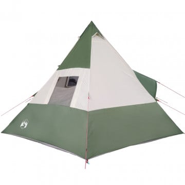 Cort de camping 7 persoane, verde, 350x350x280 cm, tafta 185T - Img 7