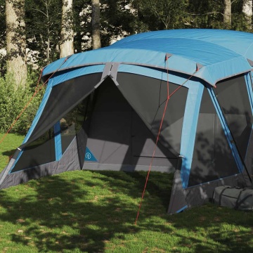 Cort de camping cu verandă 4 persoane, albastru, impermeabil - Img 1
