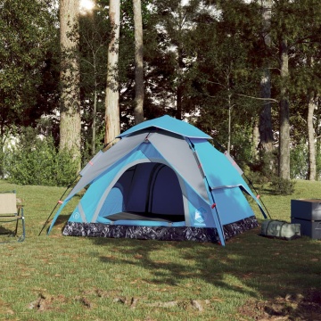 Cort de camping cupolă 4 persoane, setare rapidă, albastru - Img 3