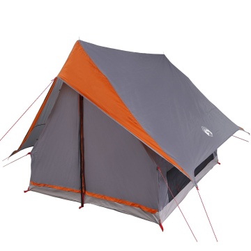 Cort de camping în formă de A pentru 3 persoane, impermeabil, gri și portocaliu - Img 2