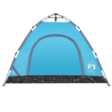 Cort de camping pentru 3 persoane, setare rapidă, albastru - Img 6