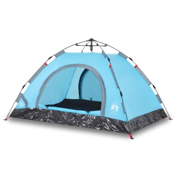 Cort de camping pentru 4 persoane, setare rapidă, albastru - Img 2