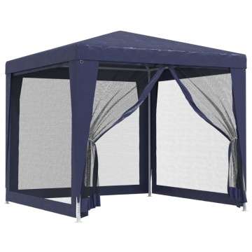 Cort de petrecere, 4 pereți de plasă, albastru, 2,5x2,5 m, HDPE - Img 2