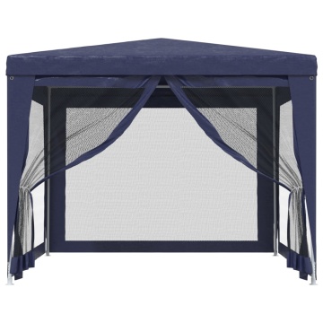 Cort de petrecere cu 4 pereți din plasă, albastru, 3x3 m, HDPE - Img 3