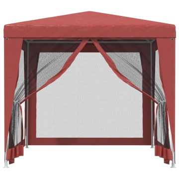 Cort de petrecere cu 4 pereți din plasă, roșu, 2,5x2,5 m, HDPE - Img 3