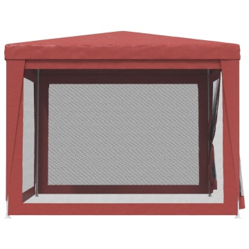 Cort de petrecere cu 4 pereți din plasă, roșu, 3x3 m, HDPE - Img 4