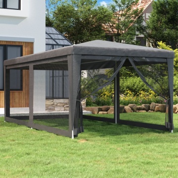 Cort de petrecere cu 6 pereți din plasă, antracit, 3x6 m, HDPE - Img 1