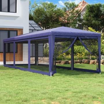 Cort de petrecere cu 8 pereți din plasă, albastru, 3x9 m, HDPE - Img 1