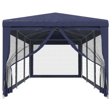 Cort de petrecere cu 8 pereți din plasă, albastru, 3x9 m, HDPE - Img 3