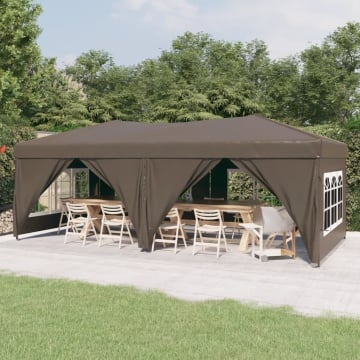 Cort pliabil pentru petrecere pereți laterali, gri taupe, 3x6 m - Img 1