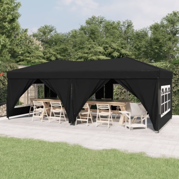 Cort pliabil pentru petrecere, pereți laterali, negru, 3x6 m - Img 1