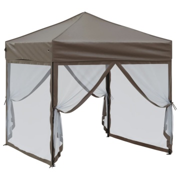 Cort pliabil pentru petrecere, pereți laterali, taupe, 2x2 m - Img 3