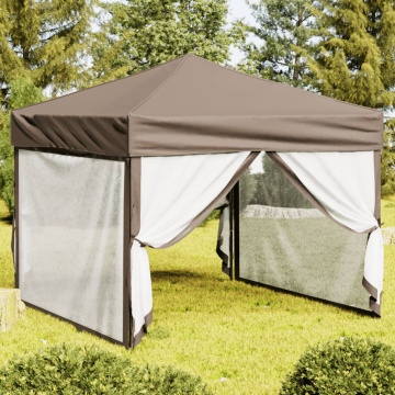 Cort pliabil pentru petrecere, pereți laterali, taupe, 3x3 m - Img 1