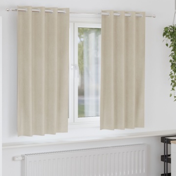 Cortine opace cu ochete 2 pcs Crem Catifea - Img 1