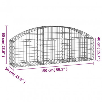 Coș gabion arcuit, 150x30x40/60 cm, fier galvanizat - Img 5